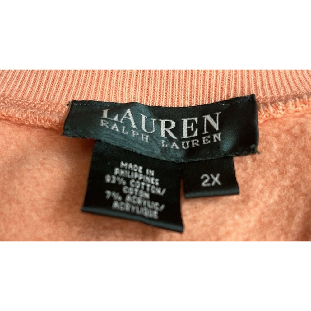 Women's Ralph Lauren Solid Light Orange Crewneck Sweatshirt, Size 2X - Picture 3 of 3